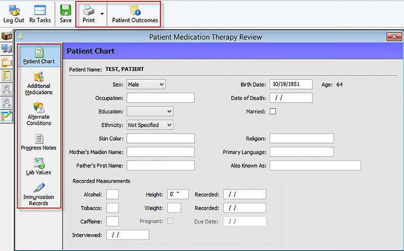 Patient Medication Therapy Review Screen