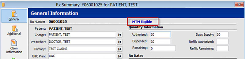 Rx Summary Screen