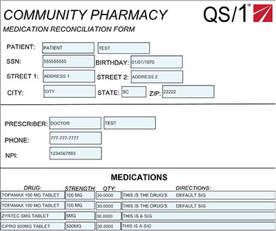 Community pharmacy - mediation reconciliation form