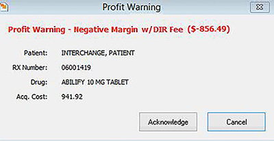 Profit Warning Screen